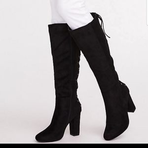 Black Faux Suede boots- New
